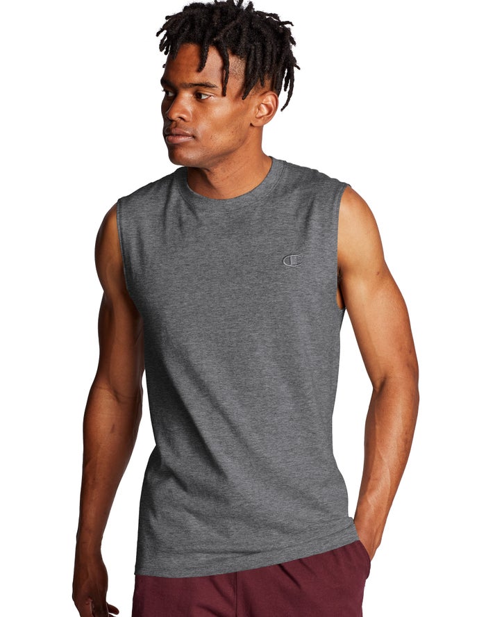 Champion Mens Tank Tops NZ - Classic Jersey Dark Grey ( 3621-BSJAU )